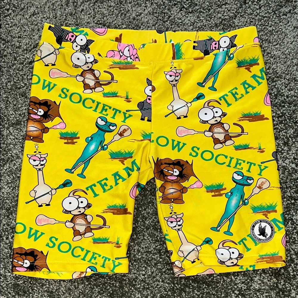 Flow Society Yellow Cartoon Lacrosse Shorts – Bold & Playful